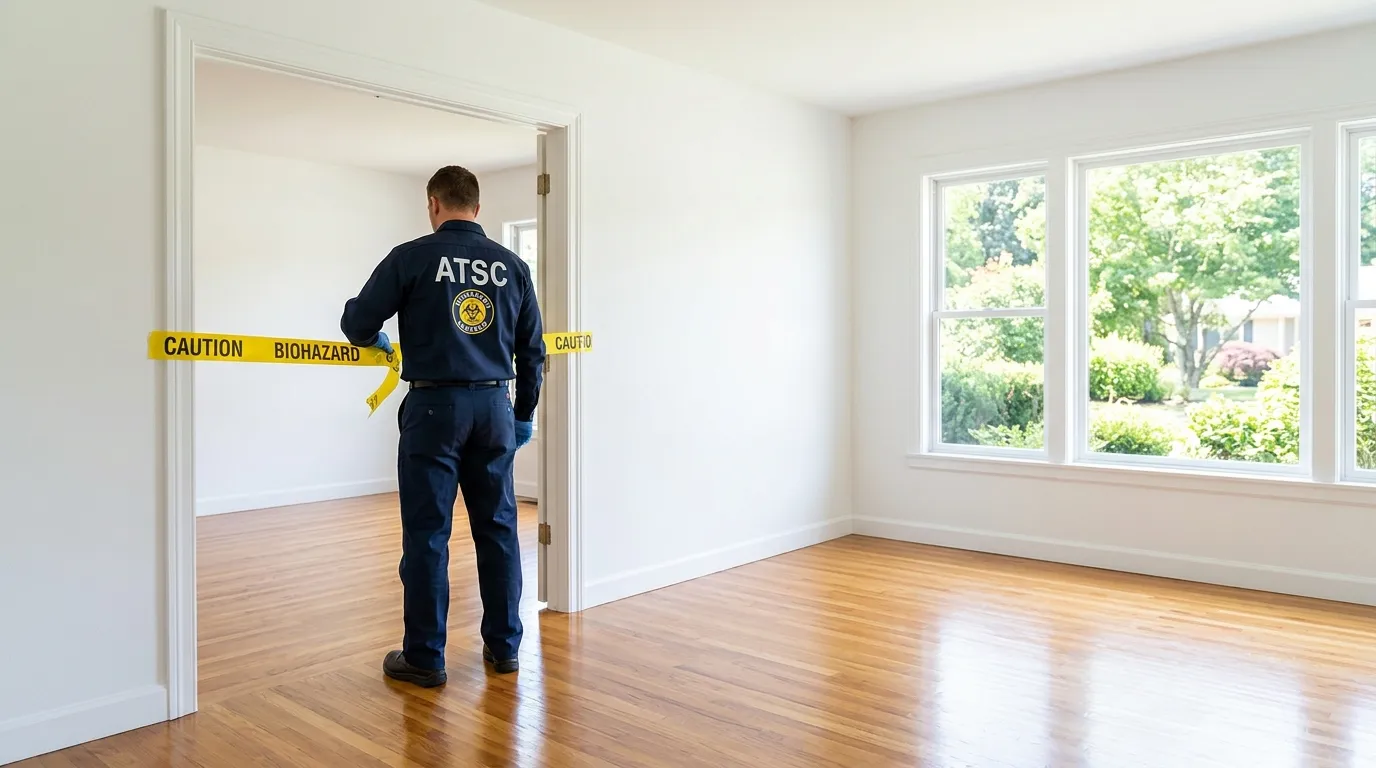 Certified biohazard cleanup crew performing Decomposition Cleanup in Cantonment